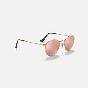 🌞 Ray-Ban Round Flat Lenses Sunglasses in Arista Gold and Brown